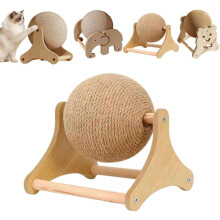 (windmill, 1pcs) Katt repa med trä repboll, katt repa med boll, katter och kattungar inomhus leksak för klo vård och motion