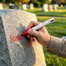 (Red, 1 Count (Pack of 1)) Golden Tombstone Marker Pen, Weatherproof Quick Drying Paint Marker for Restoring Faded Grave Inscriptions for Graveston