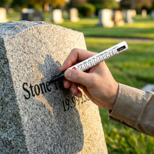(Black, 1 Count (Pack of 1)) Golden Tombstone Marker Pen, Weatherproof Quick Drying Paint Marker for Restoring Faded Grave Inscriptions for Graveston