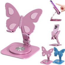 (Pink, 1pcs) Perhonen puhelinteline, 360 alumiini