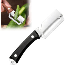 (Silvery2, 1pcs) 2 in 1 Multi Functional Vegetable Peeler,Multifunctional Vegetable Peeler with Wooden Handle and Bottle Opener,Kitchen T