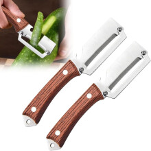 (Silvery3, 2pcs) 2 in 1 Multi Functional Vegetable Peeler,Multifunctional Vegetable Peeler with Wooden Handle and Bottle Opener,Kitchen T