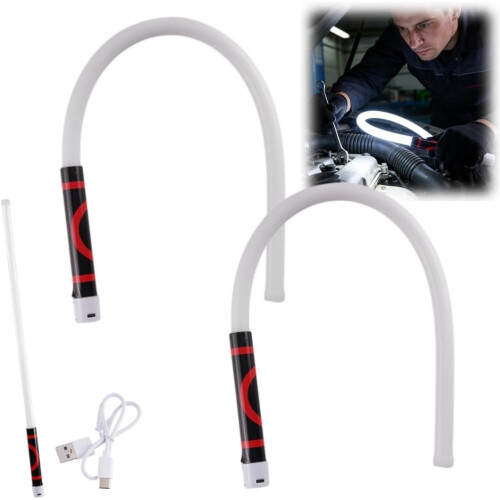 (White, 2pcs) 68cm Flexible Rechargeable LED Light Stick, 3 Brightness Modes