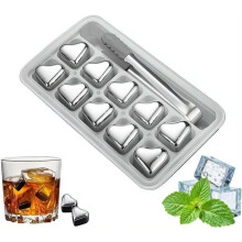 (Silvery 10pcs, Small) Sada nerezových kostek ledu ve tvaru srdce