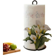 (White, Large) Suport prosop hârtie floare, metalic