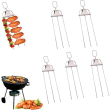 (Silvery 5pcs, Large) 3-Wege-Grillspieße 2026, Edelstahl, 5er, mit Schieber, flach, für Fleisch, Gemüse, Grill, wiederverwendbar