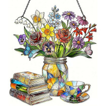 (Multicolor 20cm C, Small) Nostalgia tulppaanit, kirjat ja tee auringonsieppaaja