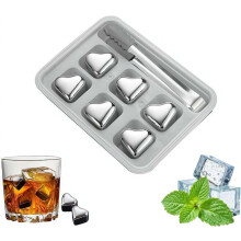 (Silvery 6pcs, Small) Sada nerezových kostek ledu ve tvaru srdce