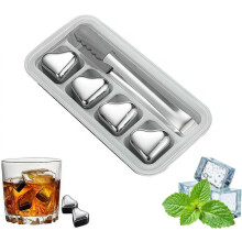 (Silvery 4pcs, Small) Sada nerezových kostek ledu ve tvaru srdce