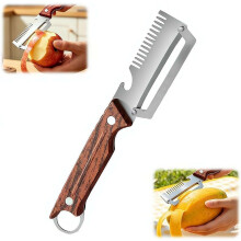 (Brown C 1pcs, Small) Multi-functional Vegetable Peeler, 2026 New Stainless Steel Peeler with Bottle Opener, Thickened Fruit Peelers Kitchen G