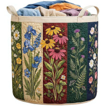 (Multicolor F, 16*22 in) Gesteppter Wäschekorb 2026, boho, mit Henkeln, bunt, für Kleidung, Spielzeug, Schlafzimmer, Deko