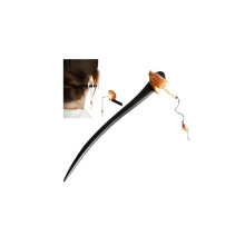 (Black A, 1 Count (Pack of 1)) Wooden Cute Cat Fishing Hairpin, Chinese Hair Sticks, Handmade