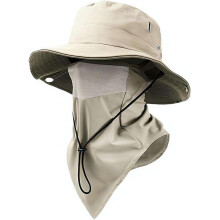 (Khaki, color_name) Fischerhut mit abnehmbarer Maske, 2026, Sonnenschutz, verstellbar, Unisex, atmungsaktiv