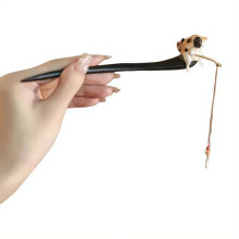 (Black B, 1 Count (Pack of 1)) Wooden Cute Cat Fishing Hairpin, Chinese Hair Sticks, Handmade
