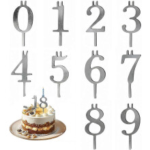 (Silver, free size) Uudelleen käytettävä metalli numero kynttilänjalka