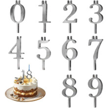 (Grey 3d, free size) Uudelleen käytettävä metalli numero kynttilänjalka