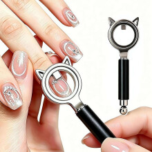 (black, 1pcs) Katzenaugen-Magnet für Nägel, mit Magnetkugel, 2026, U-Form, Herz, French, für Anfänger