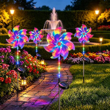 (Colored Light 4pcs, free size) Solar-Windspiel-Lichter, holografisch, Regenbogen, wasserdicht, für Garten, Terrasse, Weg, Deko