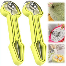 (2 set, free size) Melon Baller Scoop Set – 3-in-1 Stainless Steel, Fruit Cutter & Seed Remover, Kitchen Gadget