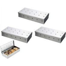 (3pcs, free size) BBQ rookkistje voor roken, roestvrij staal, voor houtchips, voor gas, elektrisch of houtskoolgrill