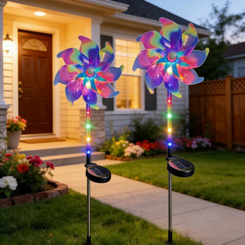(Colored Light 4pcs, free size) Lumini moară vânt solare, colorate 1