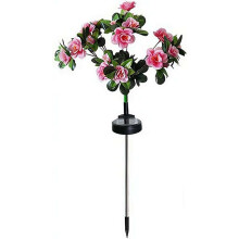 (Pink, colored light) Memorial Garden Bloom Lights – Solar-Powered Artificial Petals, Azalea LED for Cemetery