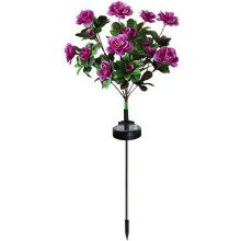 (Purple, colored light) Memorial Garden Bloom Lights – Solar-Powered Artificial Petals, Azalea LED for Cemetery