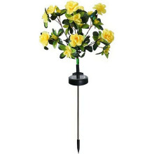 (Yellow, colored light) Memorial Garden Bloom Lights – Solar-Powered Artificial Petals, Azalea LED for Cemetery