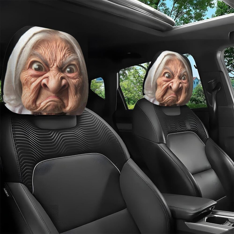 (Style E, Free Size) Halloween Car Headrest Cover Â Scary Face Auto Seat Cover, Funny Cartoon For Automotive 5437706909958