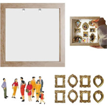 (Wood Color, with light) DIY mini museo siluetti boxi