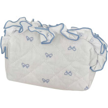 (Blue/M, Medium) Söpö kosmetiikkalaukku, tilkku rusetti
