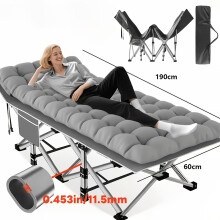 (Type A) New Heavy-duty 199.58KG Capacity Portable Folding Adult Camping Bed With Mattress And Side Pockets - Lightweight