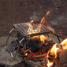 (Silvery 16cm*16cm) Portable Foldable Stainless Steel Campfire Cooking Rack, Ideal for Outdoor Picnic Camping Travel Essentials