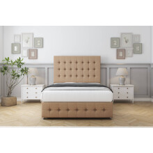 Sloomy Berlin Latte Dumfries Divan Bed Base 2 Drawers Right Side With 26" Strutted Headboard & 12" Matching Footboard 2'6 Small Single