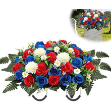 (Color a, 1pcs) Cemetery Tombstone Flower Saddle – Outdoor Grave Decoration, Realistic Memorial Bouquet