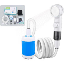 (Blue, 1pcs) Chuveiro Campismo Portátil, Bomba Recarregável com Visor, Exterior