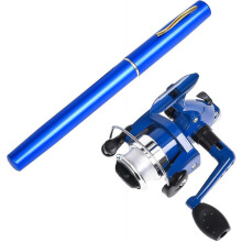 (Blue, 1m) Mini Pen Fishing Rod – Portable Rotating Wheel, Pocket Fishing Gear for Travel