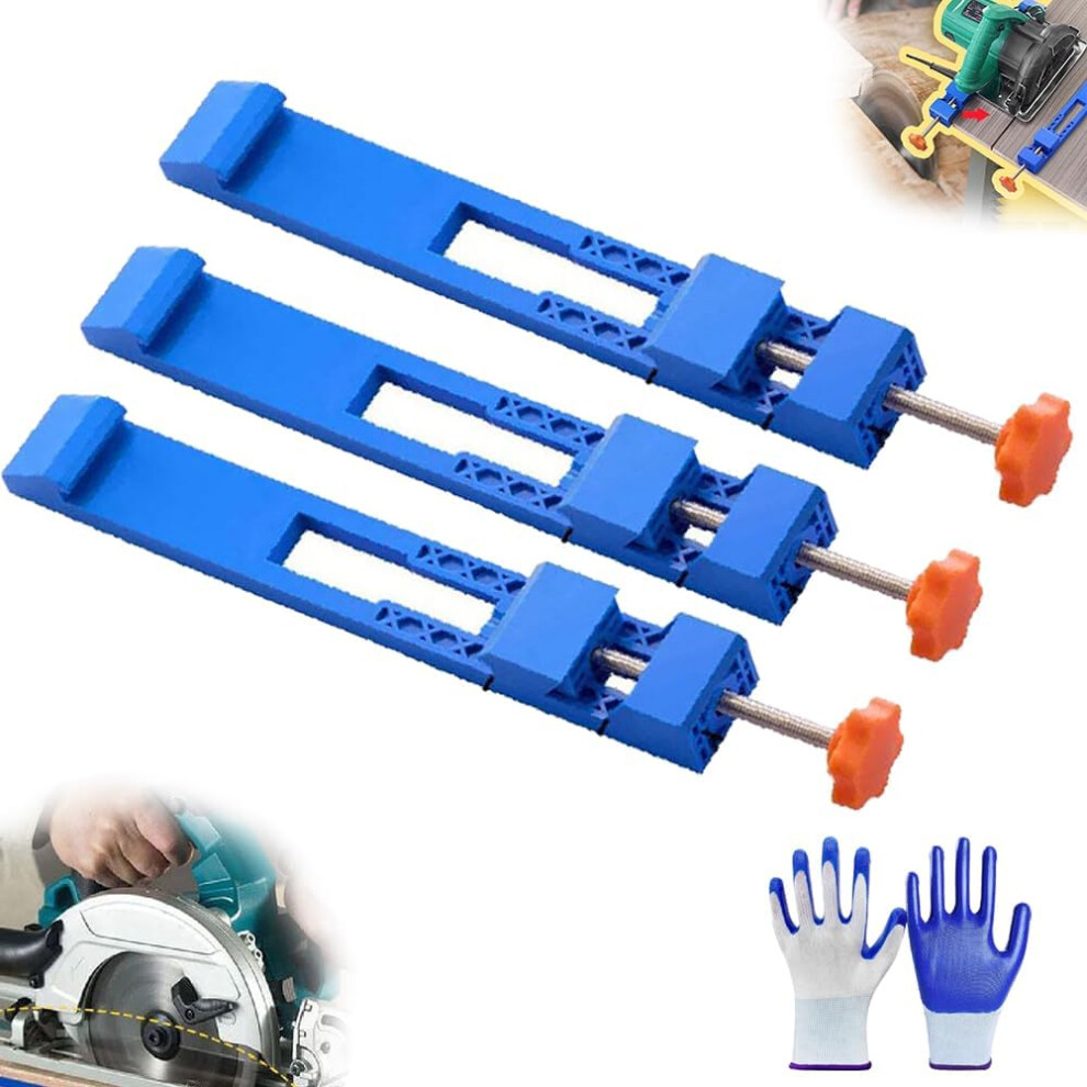 (Blue, 3Pcs+1Gloves) Adjustable Cutting Machine Base Guide Â Skateplate Circular Saw Guide For Woodworking 5437706912859
