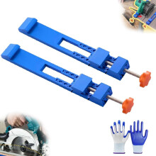 (Blue, 2pcs+1gloves) Nastaviteľná základná vodítko rezacieho stroja, vodítko pre kotúčovú pílu na skateplate pre drevospracovanie