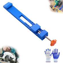 (Blue, 1pcs+1gloves) Nastaviteľná základná vodítko rezacieho stroja, vodítko pre kotúčovú pílu na skateplate pre drevospracovanie