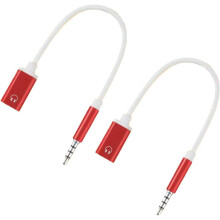 (Red, 2pcs) 3.5mm Male to Type-C Female Audio Cable – Converter Adapter for MP3, Laptop, Phone