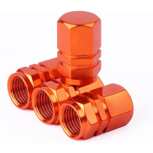 (Orange, 4pcs) Zwaar aluminium ventieldopjes, stofdicht, universeel voor auto, SUV, truck, motor, rood, 4 stuks