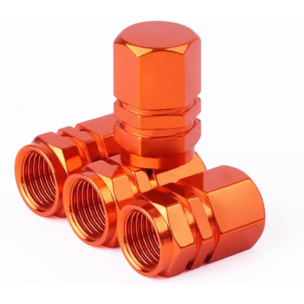 (, 4Pcs) Heavy-Duty Aluminum Alloy Tire Valve Caps Â Dust Proof Airtight Cover For Cars Orange 5437706913498