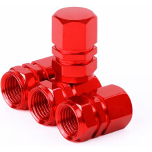 (Red, 4pcs) Heavy-Duty Aluminum Alloy Tire Valve Caps – Dust Proof Airtight Cover for Cars