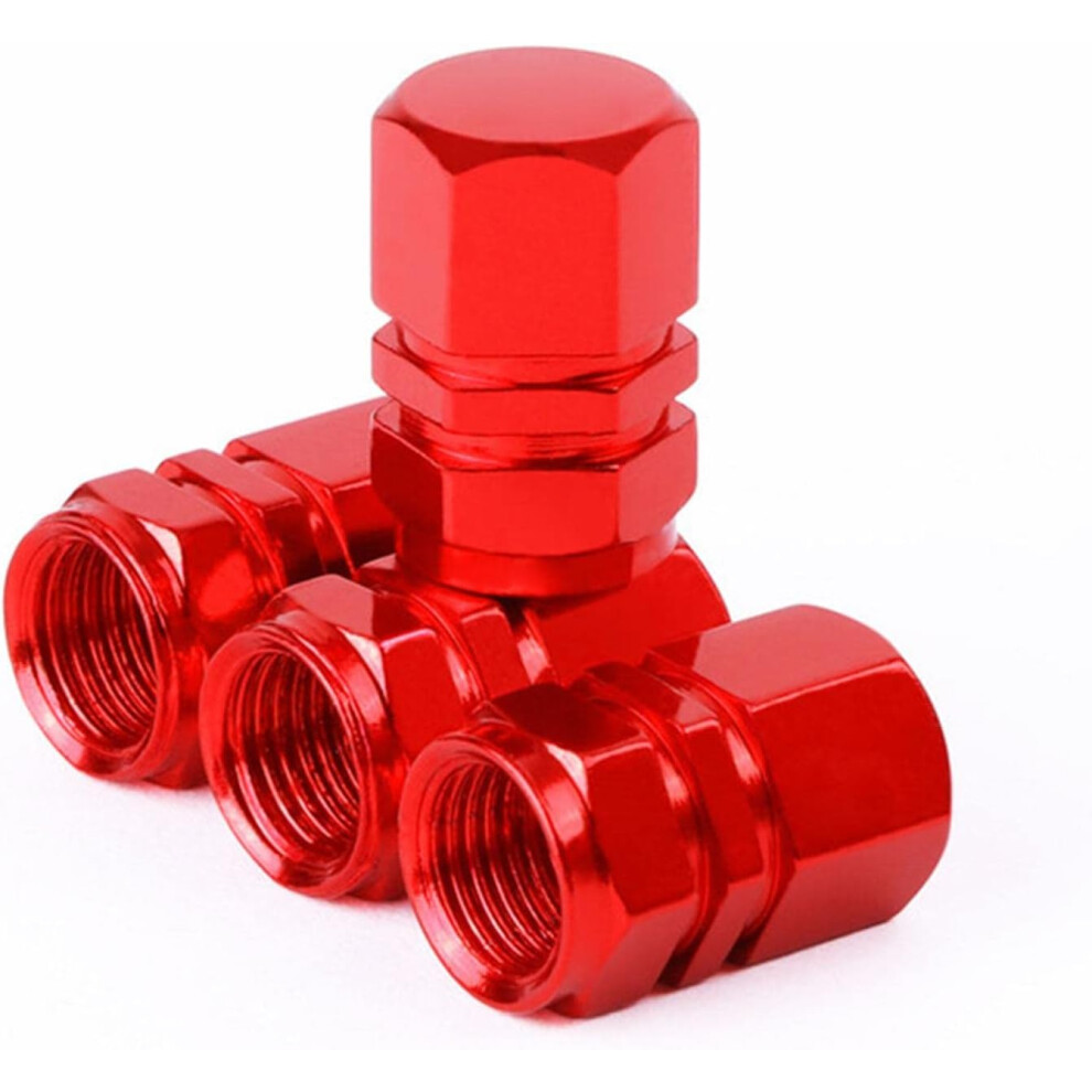 (, 4Pcs) Heavy-Duty Aluminum Alloy Tire Valve Caps Â Dust Proof Airtight Cover For Cars Red 5437706913511