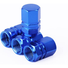 (Blue, 4pcs) Heavy-Duty Aluminum Alloy Tire Valve Caps – Dust Proof Airtight Cover for Cars