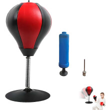 (Red, 1set) Skrivebords boksebolde med sugekop – mini boksestresslindrer til kontor skrivebord