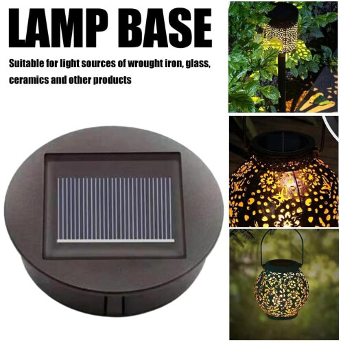 (Black a, 7cm) Waterproof Round Solar Panel Replacement Top, for Outdoor Hanging Lanterns 2
