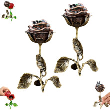 (Gold, 2pcs) Vintage Rose Shaped Metal Incense Burner, Incense Holder for Home Decor