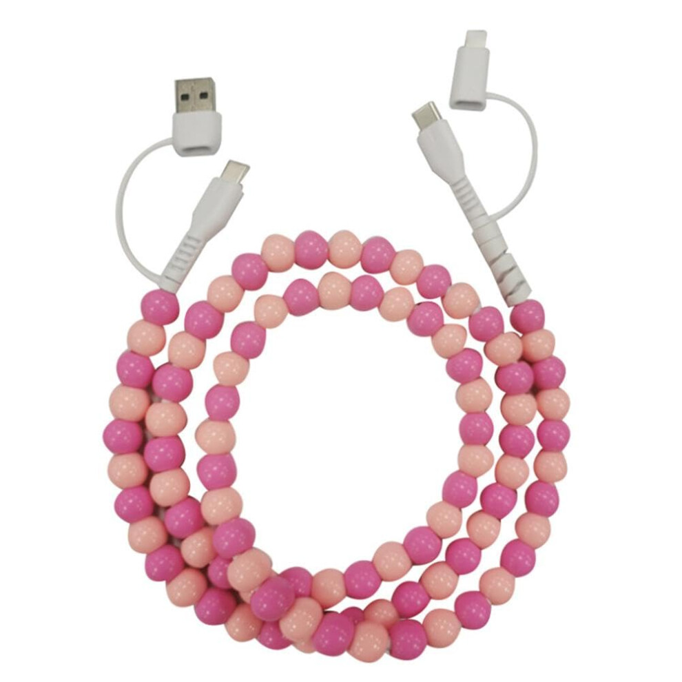 ( And 1Pcs) Beaded Charging Cord 4 In 1 Â 66W Fast Beads Usb To Usb C Cable, 3.3Ft Light/Pink 5437706914174